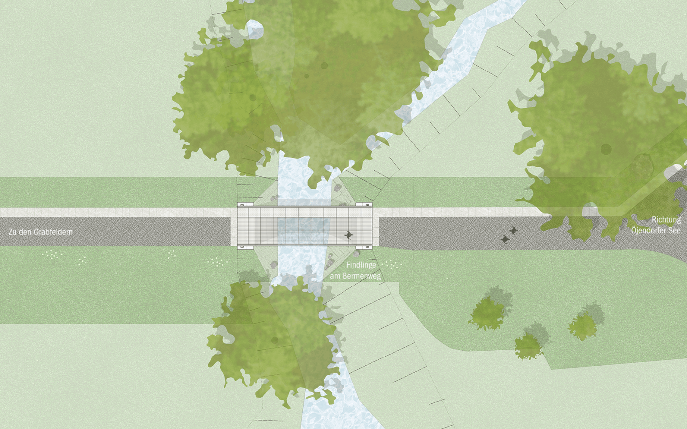 Fu&szlig;g&auml;ngerbr&uuml;cke Friedhof &Ouml;jendorf Lageplan Entwurf