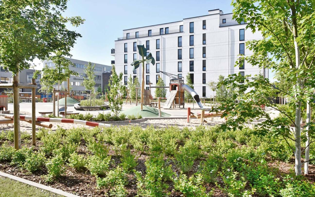 Harburger Br&uuml;cken Geh&ouml;lz Ahorn Aronia Spielplatz