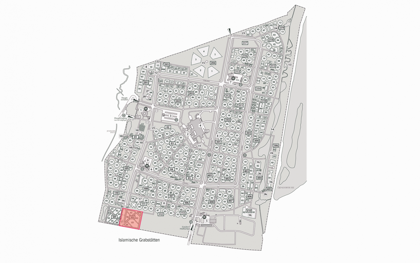 Islamische Grabstätten Übersichtsplan Friedhof Öjendorf