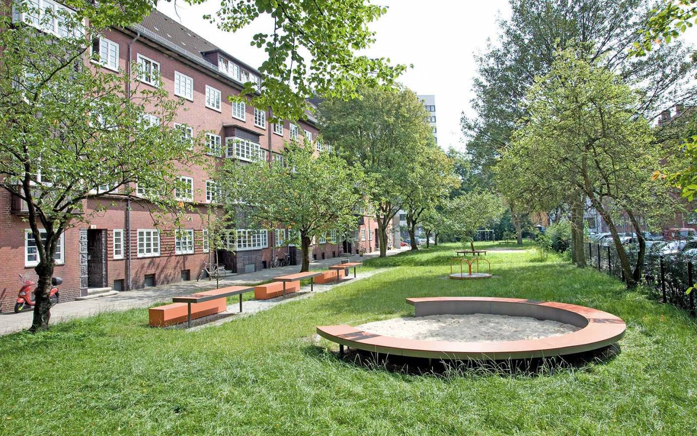 Kornträgergang Neustadt Blick Süden Sandspiel Speicherbänken