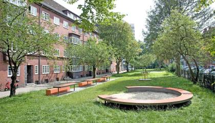 Kornträgergang Neustadt Blick Süden Sandspiel Speicherbänken