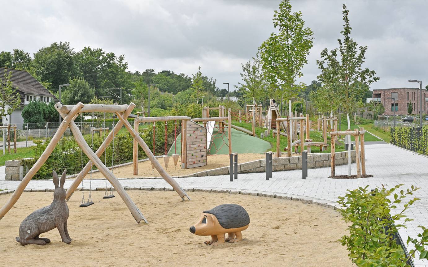 L&auml;rmschutzlandschaft Giselbertstra&szlig;e Buxtehude Blick Spielterrassen Hase Igel