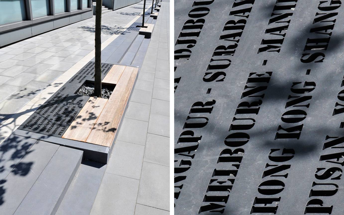 &Auml;u&szlig;ere Erschlie&szlig;ung HafenCity Detail Baumrost Namen Hafenst&auml;dte