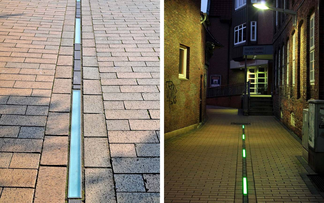 K&ouml;nigstra&szlig;e Elmshorn Bodeneinbau- Wandleuchten Beleuchtung M&ouml;hringsgang