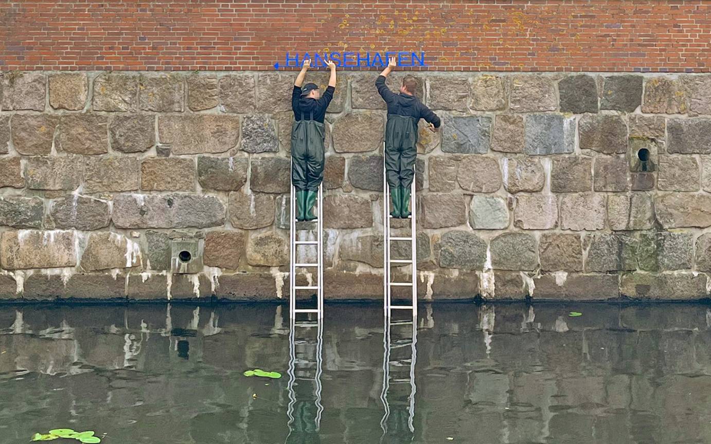 Perspektive Innenstadt Stade Installation Schriftzug