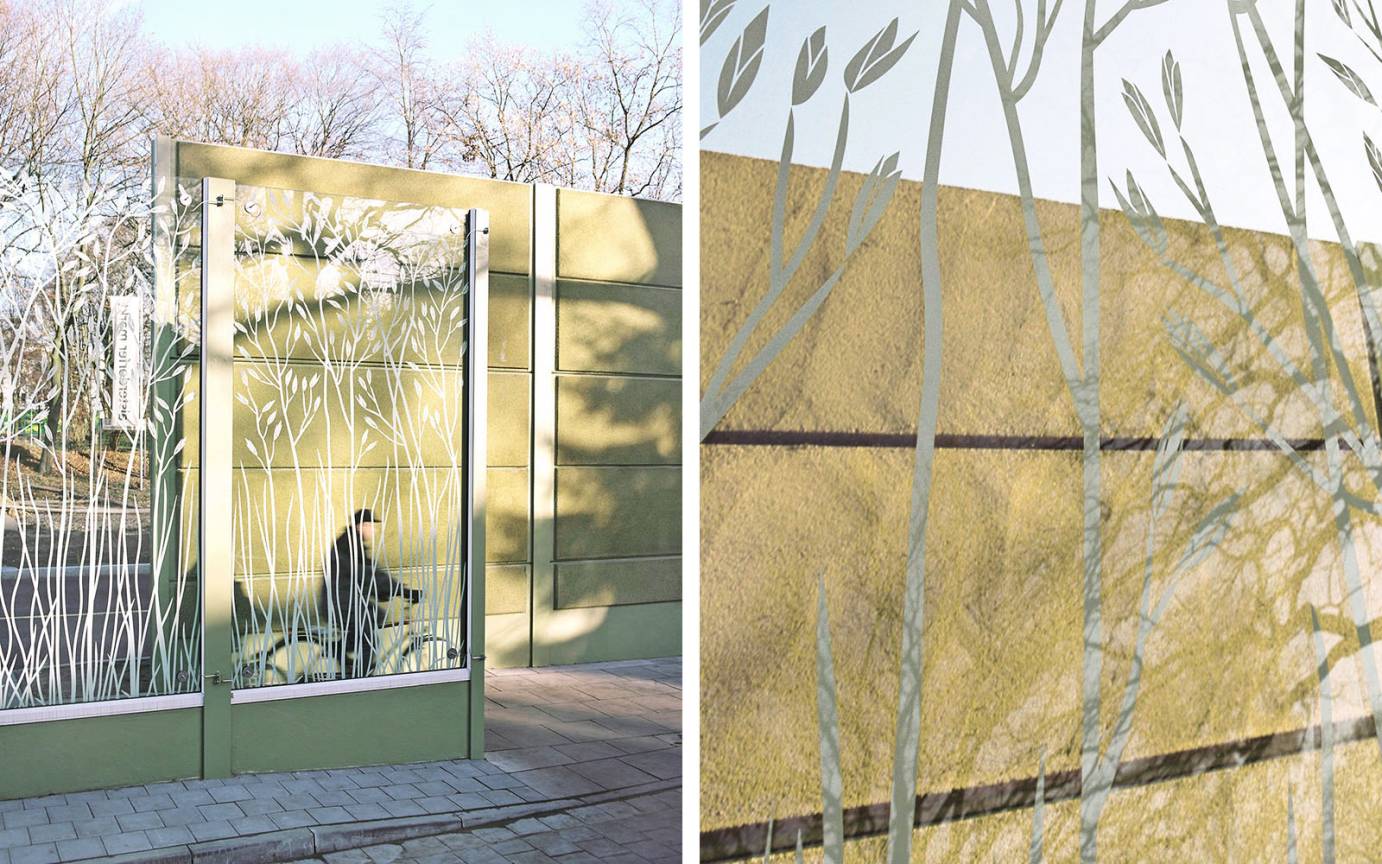 L&auml;rmschutzwand Sengelmannstra&szlig;e Detail Glasschleuse L&auml;rmschutzwand Beton