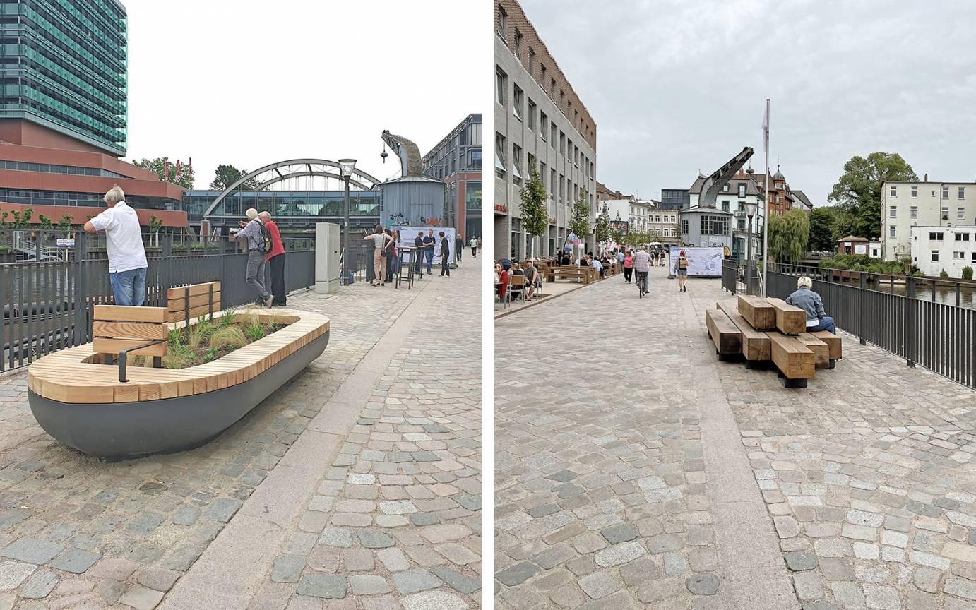 Serrahnstraße Bergedorf Sitzgelgenheiten Promenade