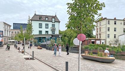 Serrahnstraße Bergedorf Blick Serrahnpromenade Richtung Alte Hafenstraße