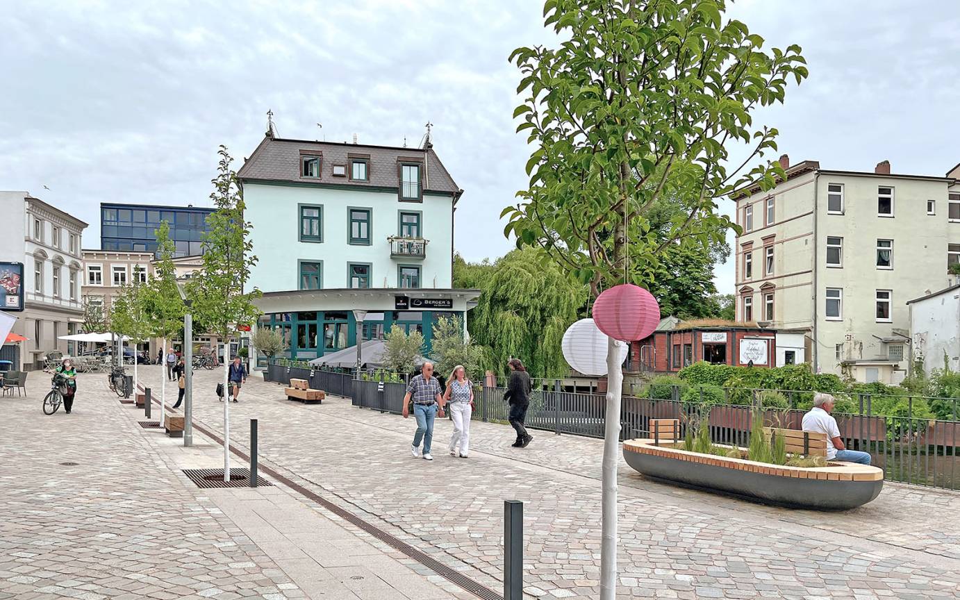 Serrahnstra&szlig;e Bergedorf Blick Serrahnpromenade Richtung Alte Hafenstra&szlig;e
