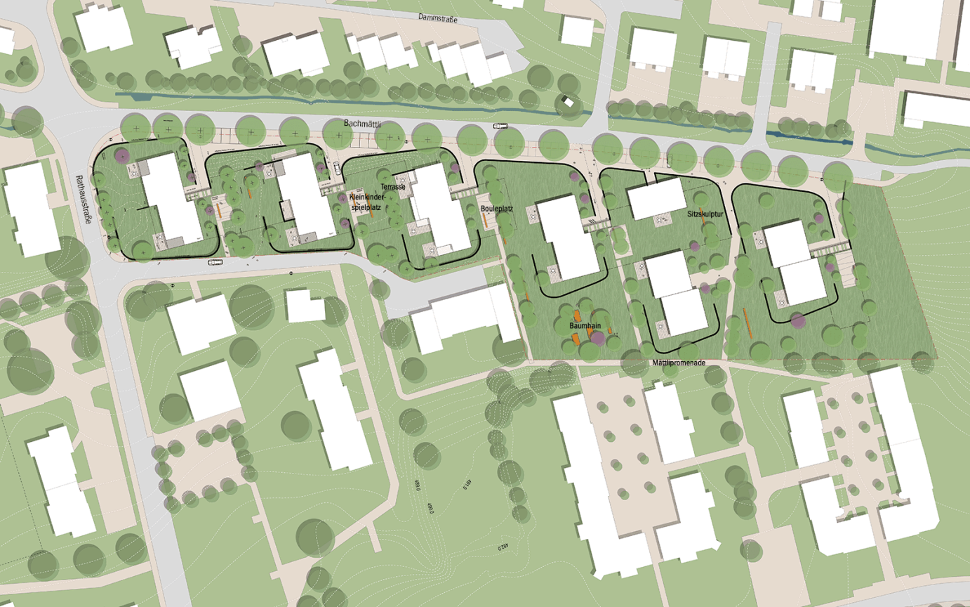 Wohnanlage Bachm&auml;ttli Lageplan Entwurf