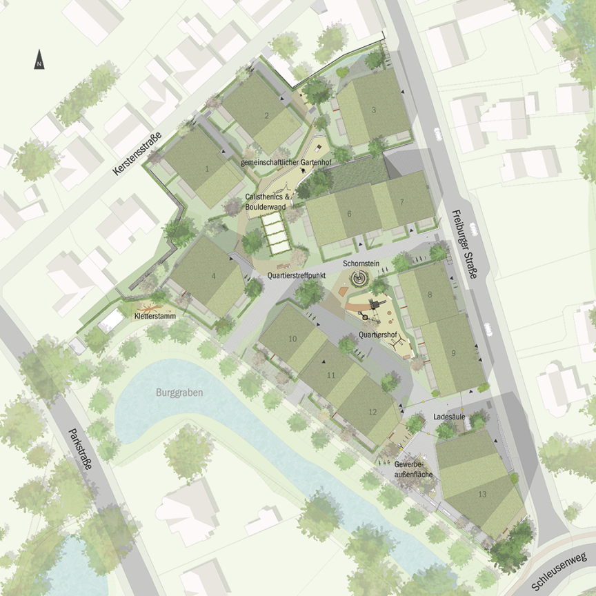 Freiburger Stra&szlig;e Lageplan Entwurf