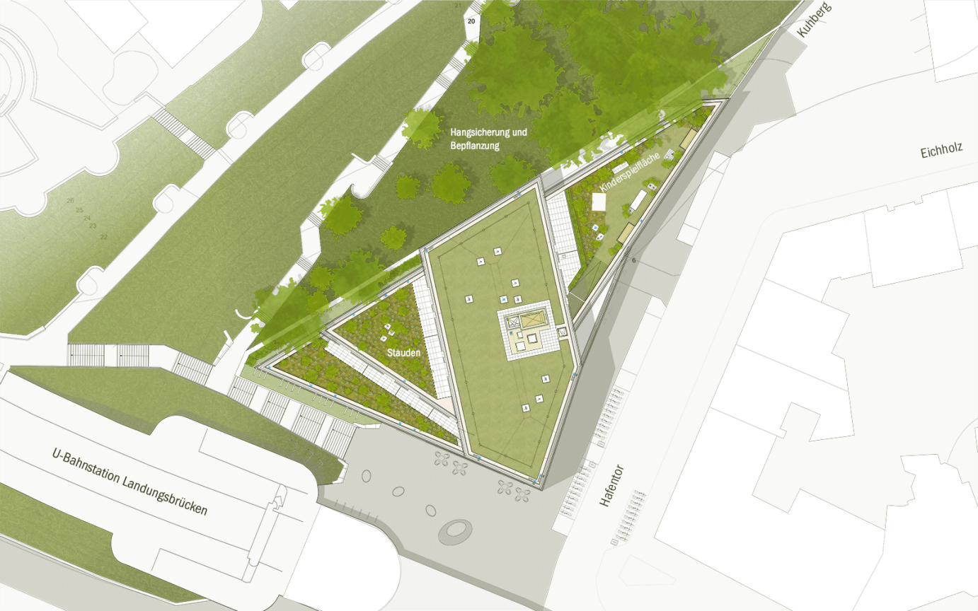 Hafentor Hamburg Landungsbr&uuml;cken Lageplan Entwurf