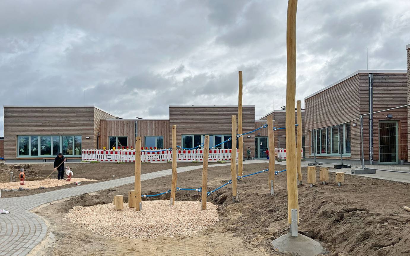 Sportkita Adendorf Vorbereitungen  Kletter Balancierbereich