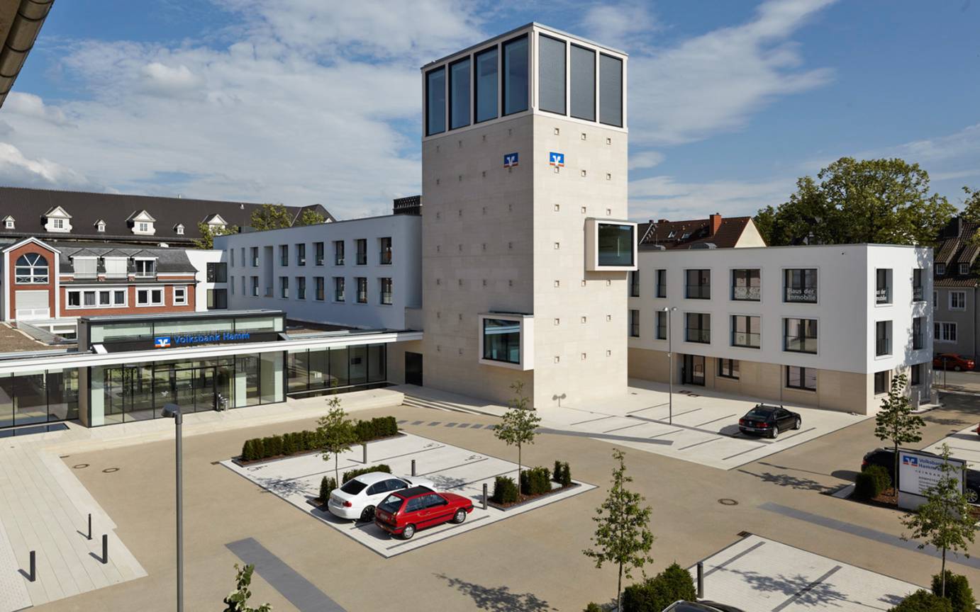 Volksbank Hamm Vorfahrt Besucherparkpl&auml;tze Haupteingang