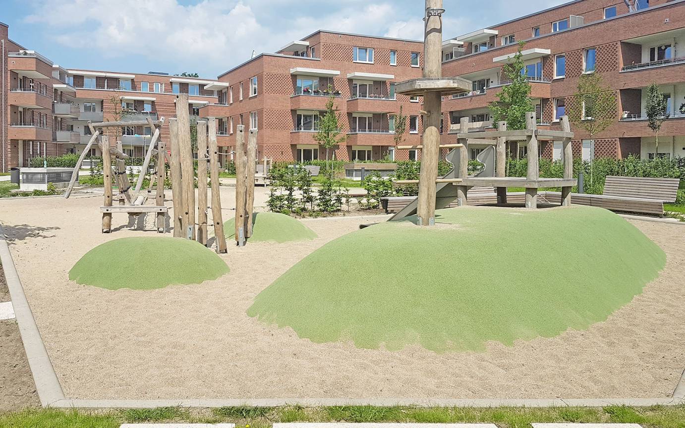 Wohnen am Volkspark Vorhornweg Elbgaustra&szlig;e Tartanh&uuml;gel Spiellandschaft