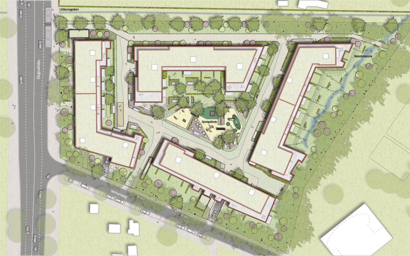 Lageplan Entwurf Wohnen am Volkspark Vorhornweg Elbgaustra&szlig;e
