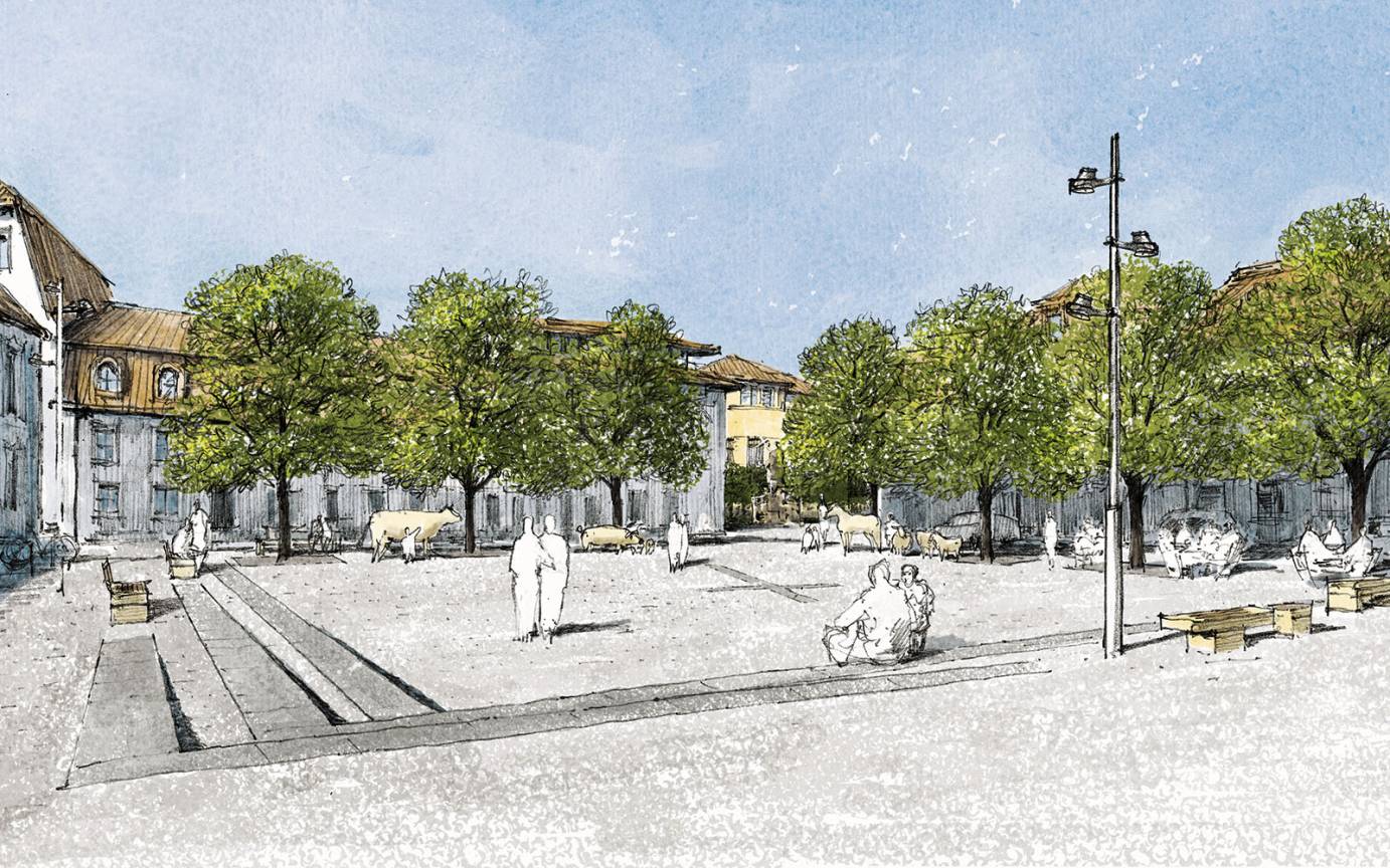 Altstadt Hammelburg Fu&szlig;g&auml;ngerperspektive Viehmarkt Richtung Nordwesten