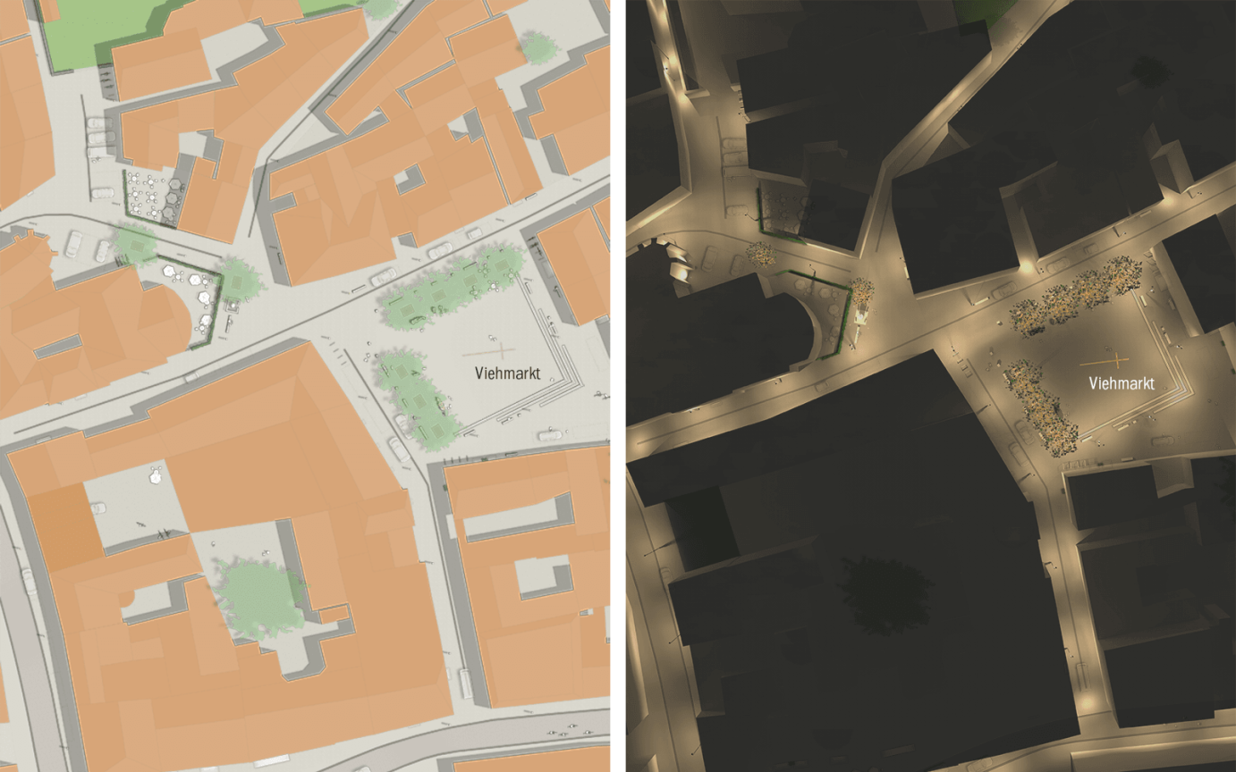 Altstadt Hammelburg Entwurfsplan Beleuchtungskonzept Ma&szlig;stab 1 : 200