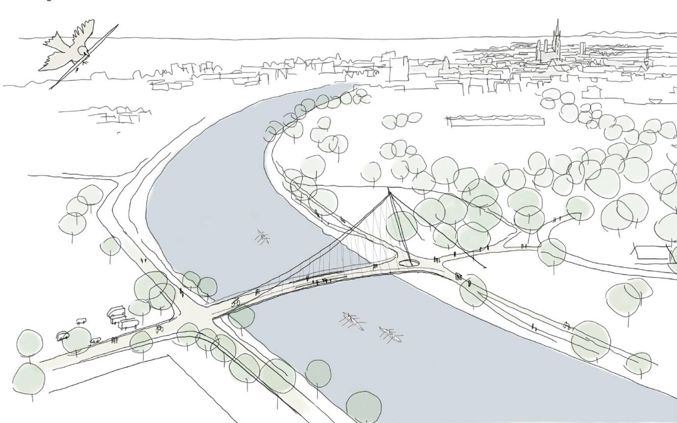 Ersatzneubau Friedrichsauspitze Vogelperspektive Skizze
