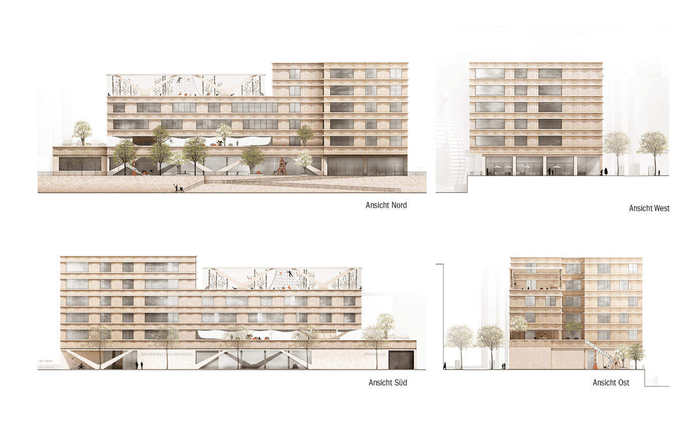 Grundschule Baakenhafen Geb&auml;udeanischten Au&szlig;enraumgestaltung