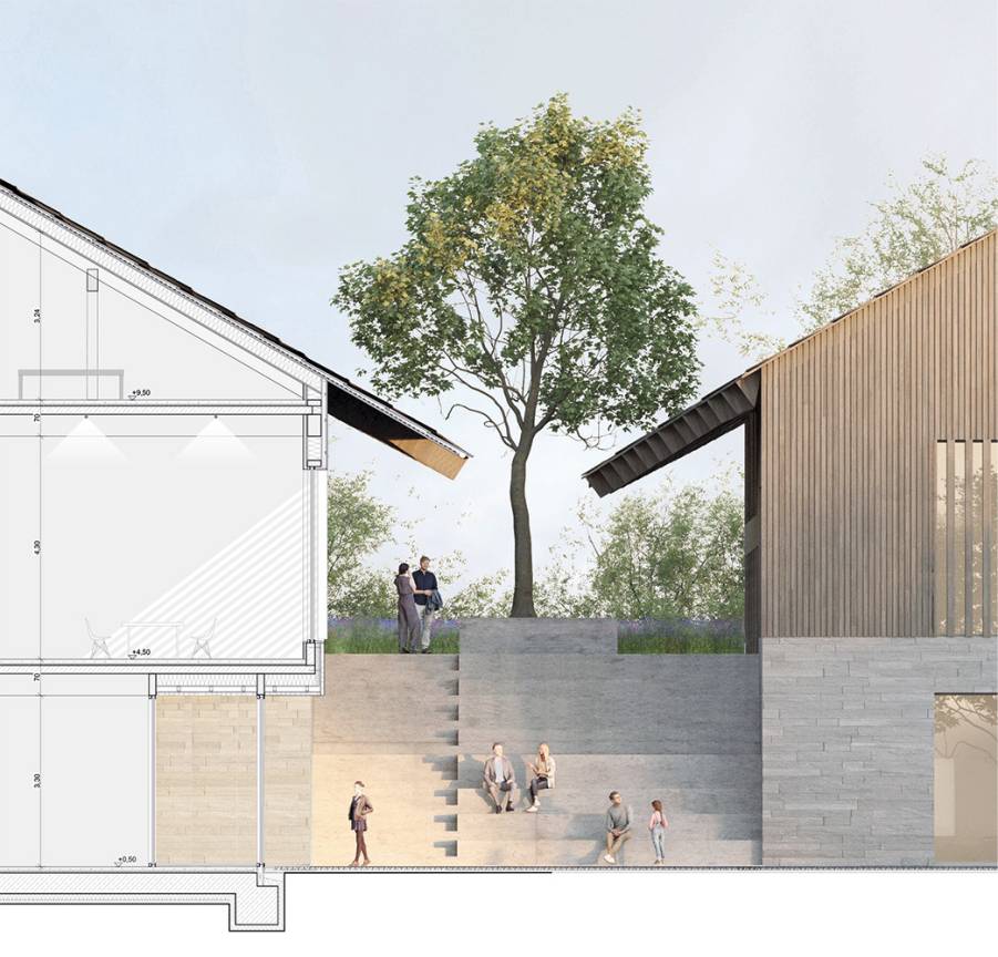 Haus Fernen Rh&ouml;n Blick Marktplatz Richtung Treppe Erlebnisplatz