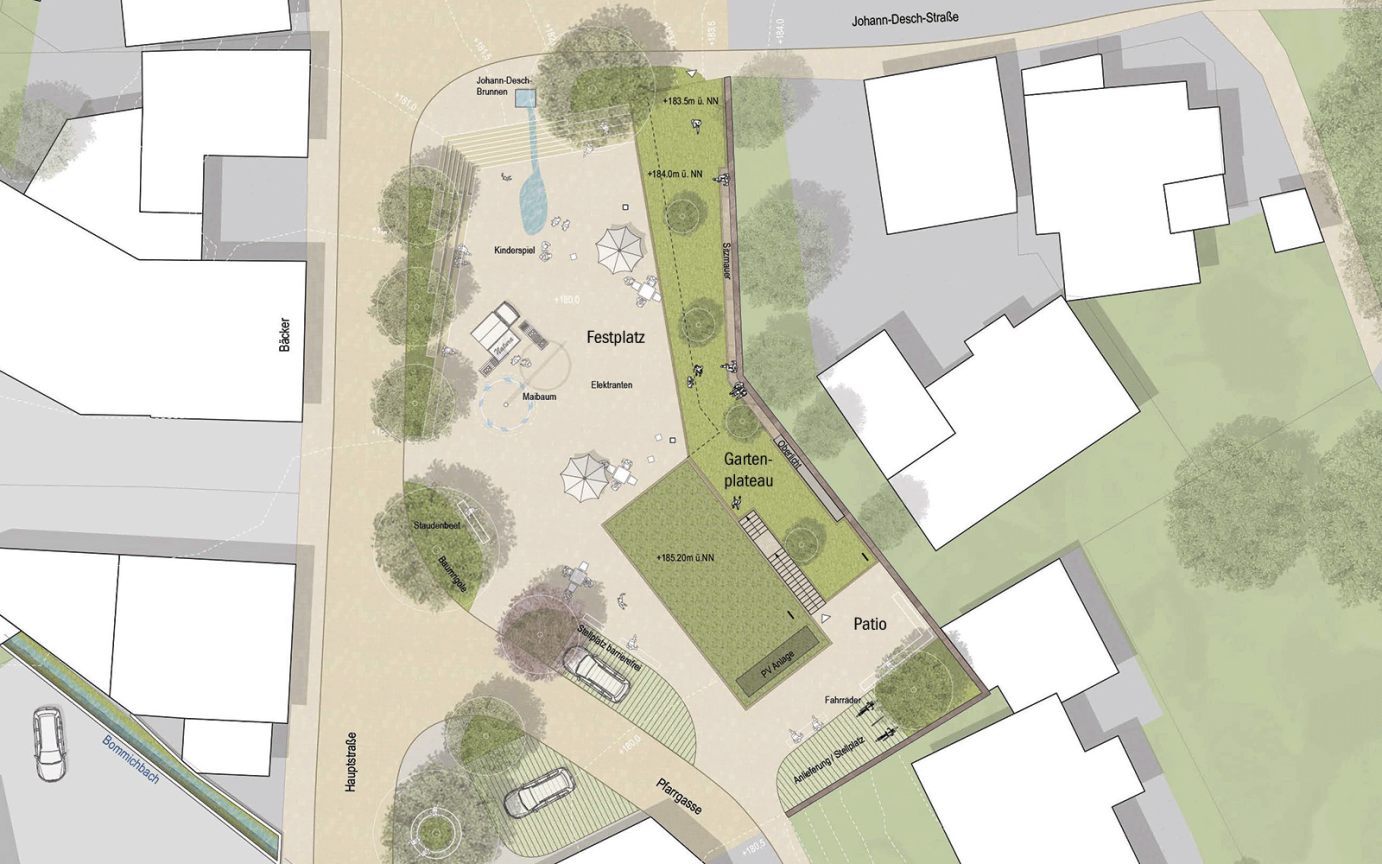 Johann Desch Platz Glattbach Lageplan Entwurf Platzfl&auml;che