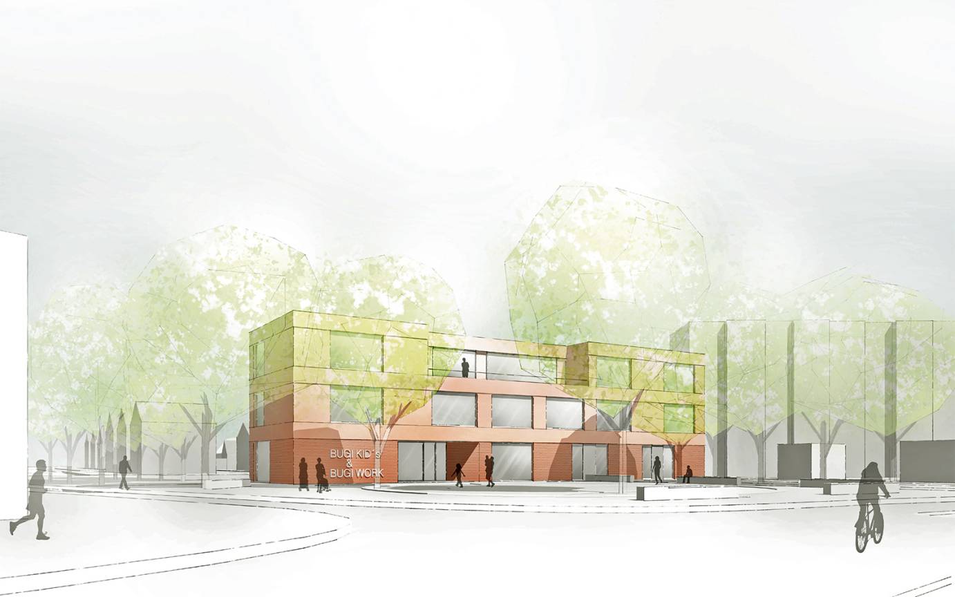 Kita Giselbertstra&szlig;e Entwurf Ansicht Gieselbertstra&szlig;e Winfried Ziemann Stra&szlig;e