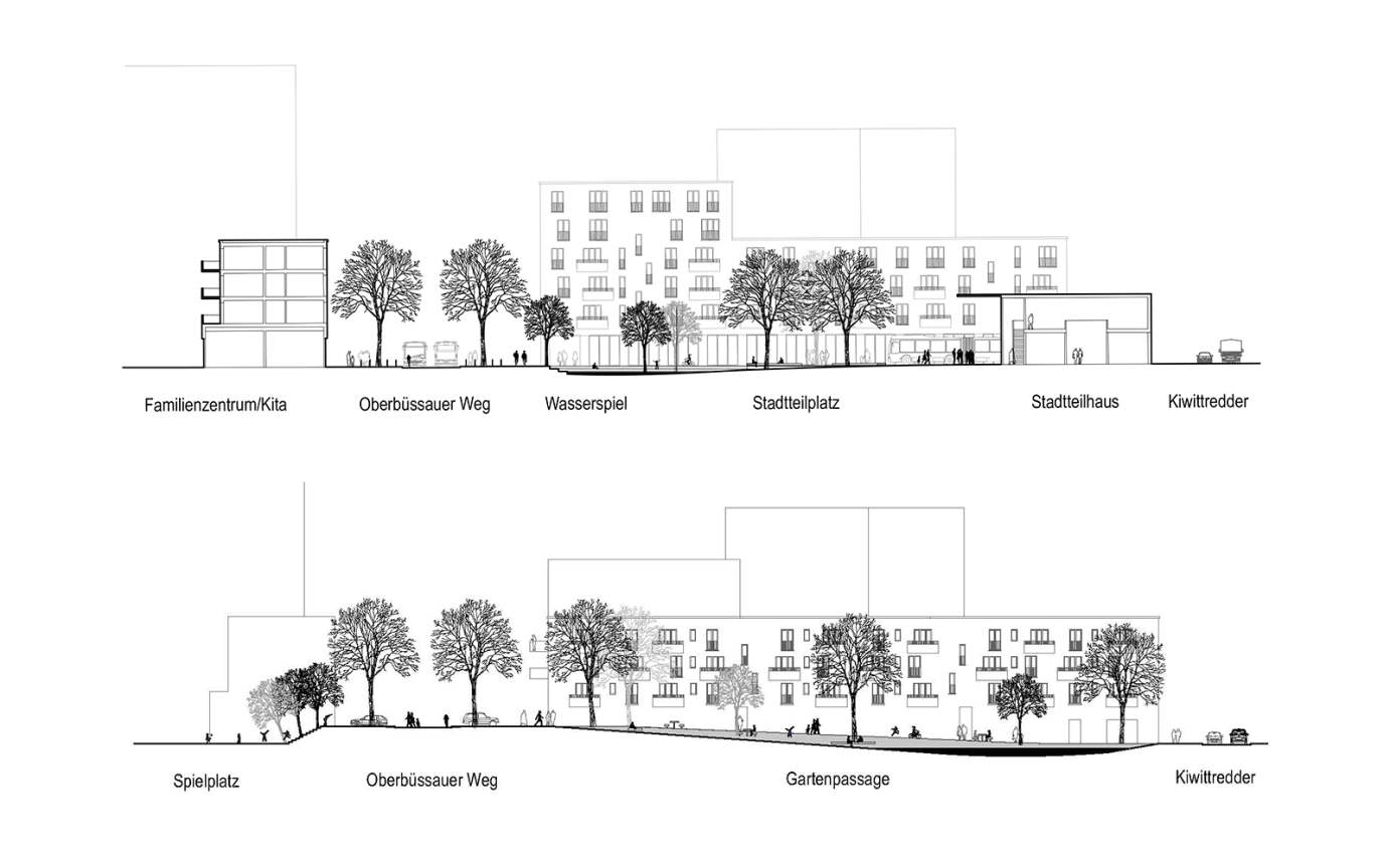 L&uuml;beck Moisling Schnitte Stadtteilplatz und Ladenpassage