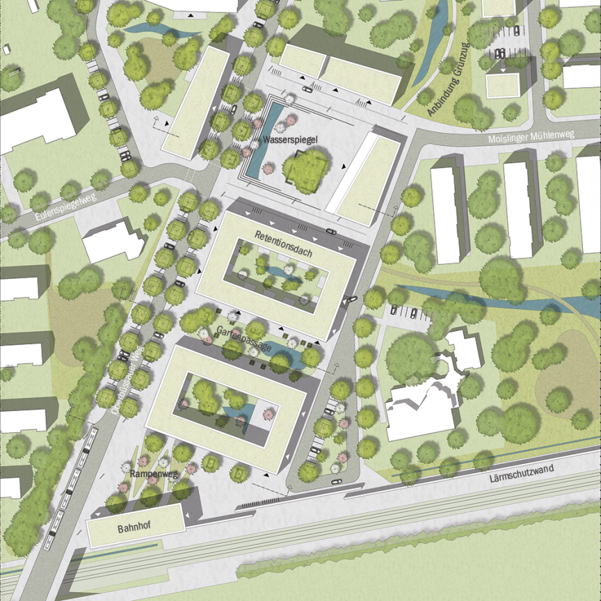 L&uuml;beck Moisling Lageplan Entwurf Neue Mitte Moisling Ma&szlig;stab