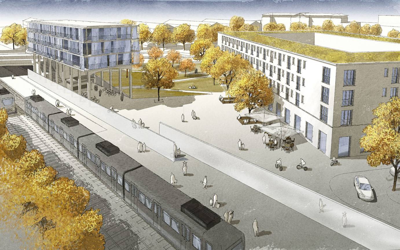 L&uuml;beck Moisling Vogelperspektive Bahnhofsvorplatz Rampenpark