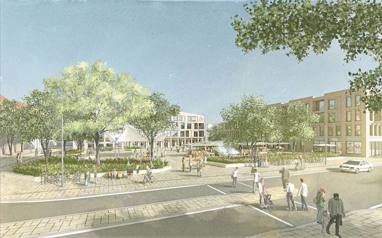 Marktplatz Brinkum Blick Bremer Stra&szlig;e Marktplatz