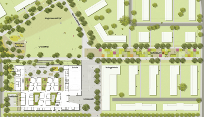 Darmstadt Quartiersmitte Lincolsiedlung Lageplan Entwurf