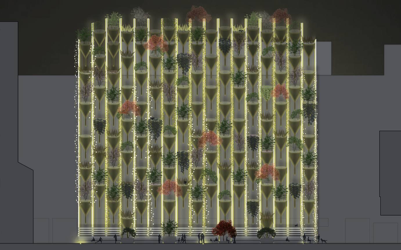 Stiftstra&szlig;e Frankfurt Fassadenansicht bei Nacht