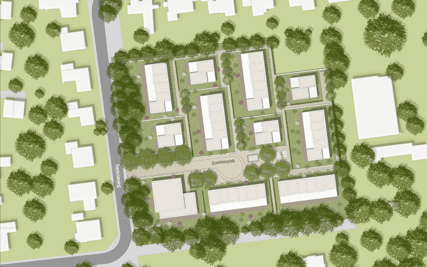 Trenknerweg Lageplan Entwurf Gr&uuml;nes Karree