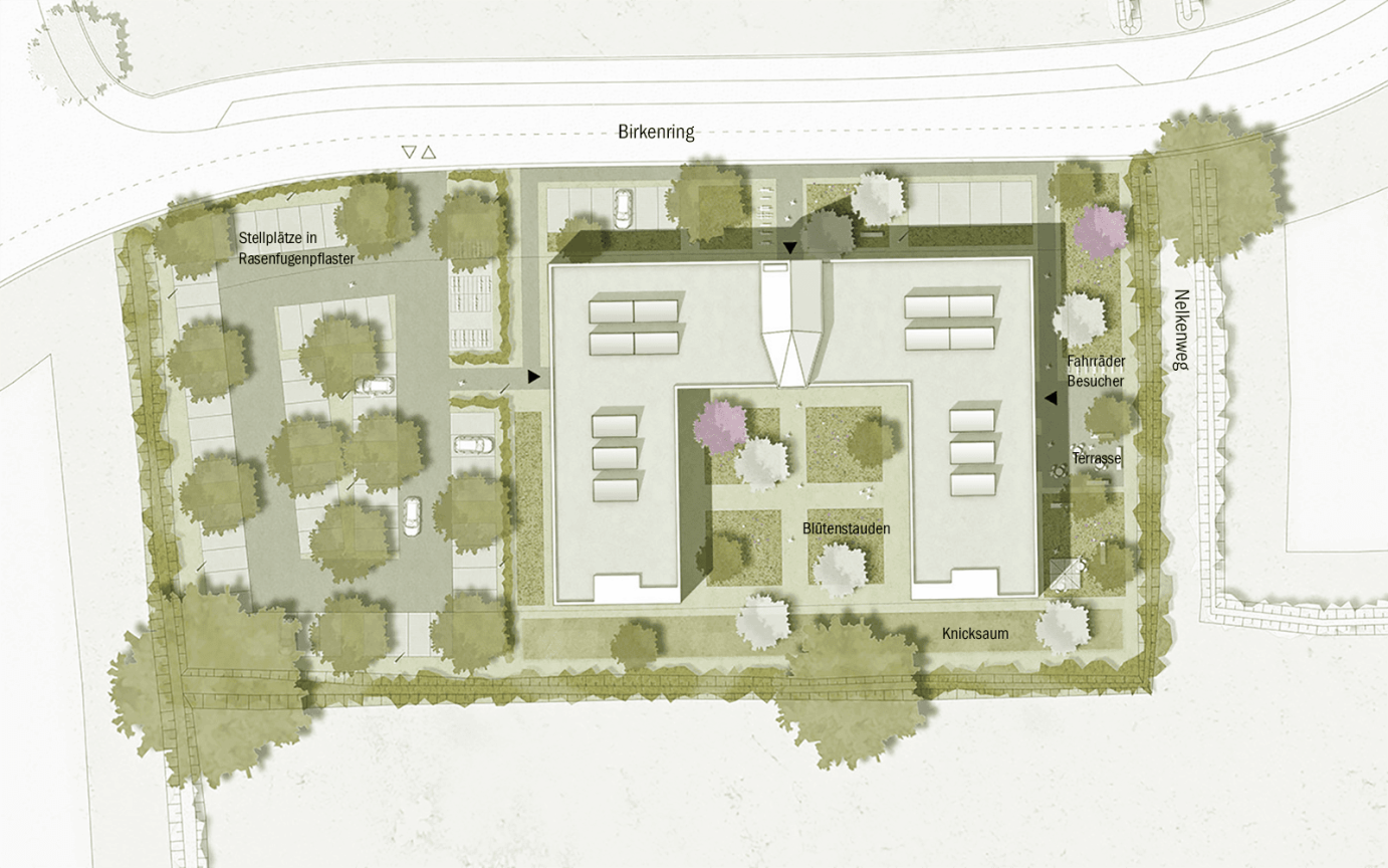 Verwaltungsgeb&auml;ude Segeberg Lageplan Entwurf Ma&szlig;stab 1 : 500